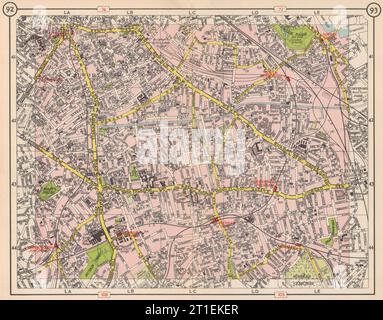 S LONDON. Walworth Camberwell Peckham Walworth Bermondsey Denmark Hill 1953 map Stock Photo