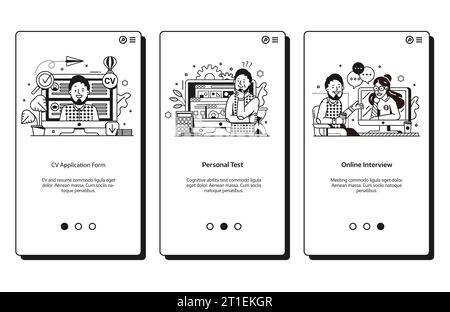 Job Search and Recruitment Process UI Screens Stock Vector