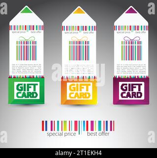 Set of color gift cards. Vector illustration Stock Vector