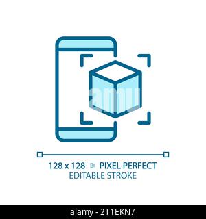 2D thin linear blue AR application icon Stock Vector