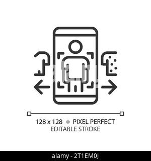 2D thin linear black mobile app icon Stock Vector