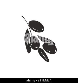 Olive branch glyph icon. Olive vector icon. Fruit Symbol, logo illustration. Vector isolated illustration for shops and markets. Stock Vector