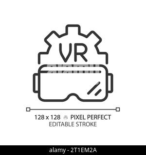 2D thin linear black VR goggles icon Stock Vector