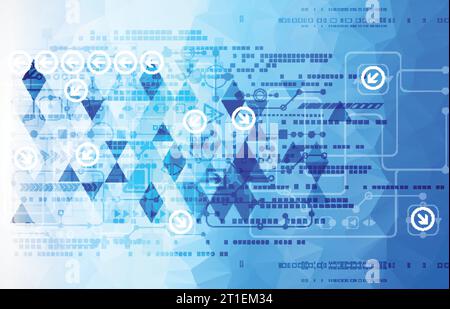 Colorful technology background. Digital geometric space, vector illustration Stock Vector