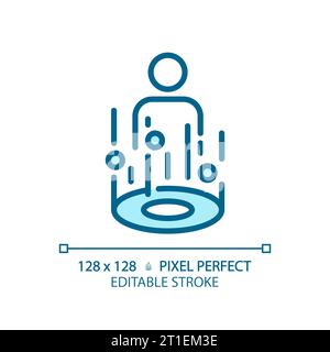 2D thin linear blue mixed reality icon Stock Vector