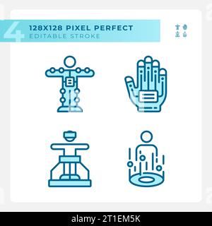 Pixel perfect blue simple icons set Stock Vector