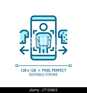 2D thin linear blue mobile app icon Stock Vector