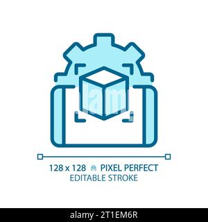 2D thin linear blue innovative mobile app icon Stock Vector