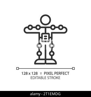 2D thin linear black motion capture suit icon Stock Vector