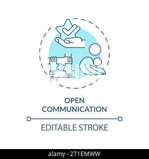 2D thin line blue icon open communication concept Stock Vector