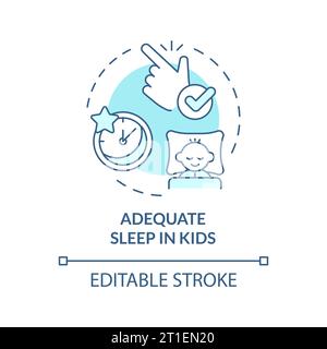 2D thin line icon adequate sleep in kids concept Stock Vector