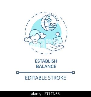 2D customizable thin line icon establish balance concept Stock Vector