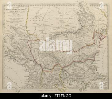 BALKANS ANCIENT Macedonia, Thracia, Dacia, Illyria & Moesia SDUK 1844 old map Stock Photo