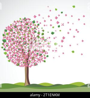 Spring background with flowering tree. Vector Stock Vector