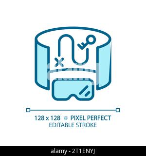 2D thin linear blue innovative device icon Stock Vector