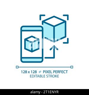 2D thin linear blue futuristic technology icon Stock Vector