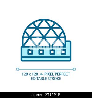 2D thin linear blue metaverse icon Stock Vector
