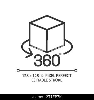 2D thin linear black VR 360 icon Stock Vector