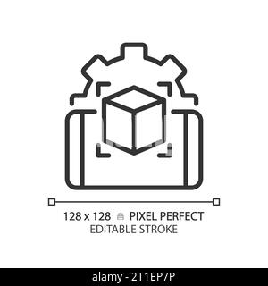 2D thin linear black innovative mobile app icon Stock Vector