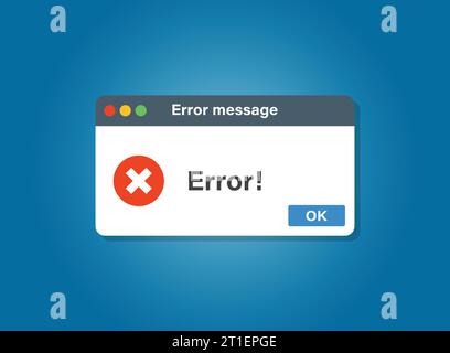 Error message icon in flat style. Computer window alert vector illustration on isolated background. Alert popup sign business concept. Stock Vector
