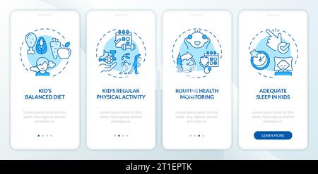 Parenting children blue thin line icons concept Stock Vector