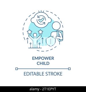 2D thin line blue icon empower child concept Stock Vector