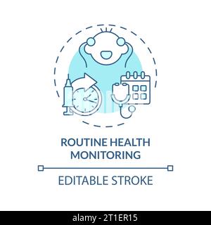 2D thin line icon routine health monitoring concept Stock Vector