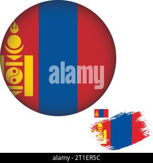 Mongolia Flag Round Shape Stock Vector