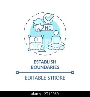 2D customizable thin line icon establish boundaries concept Stock Vector