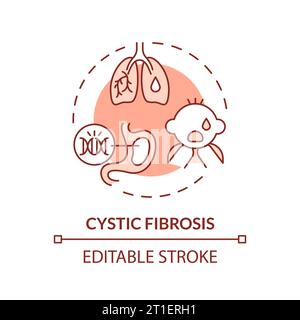 2D customizable thin line red icon cystic fibrosis concept Stock Vector