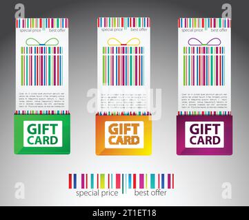 Set of color gift cards. Vector illustration Stock Vector