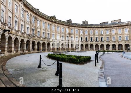 Buxton Crescent, Buxton, Derbyshire, England, Buxton Crescent is a Grade-I-listed building in the town of Buxton, Derbyshire, England. Stock Photo