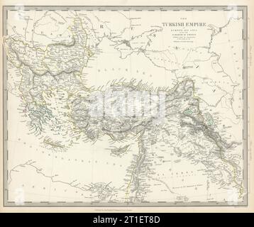 OTTOMAN EMPIRE in Europe & Asia. Greece. British Ionian Islands. SDUK 1844 map Stock Photo