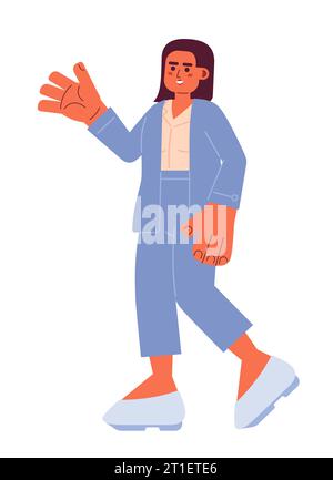 Friendly hispanic businesswoman greeting 2D cartoon character Stock Vector