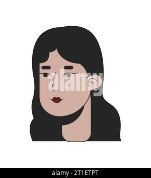 Pretty spanish young adult woman 2D linear cartoon character head Stock Vector