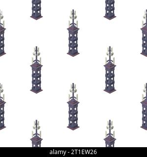 Pattern of antennas in isometry on a white background. Vector Stock Vector