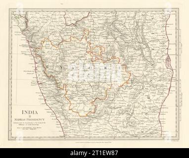 INDIA SOUTH.Madras (Chennai) Presidency & Mysore.Canara Carnatic.SDUK 1844 map Stock Photo