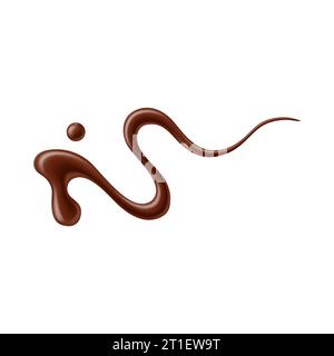 Chocolate sauce syrup drop, splash, stain and swirl, isolated realistic 3d vector brown squirt. Indulge in the rich, tempting elegance of sweet treat, enhancing decor for dessert and culinary creation Stock Vector