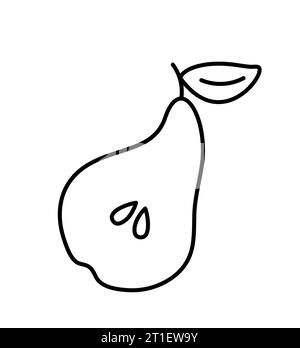 Half of Pear hand drawn line icon, outline fruit vector sign, linear style pictogram isolated on white. Symbol, logo illustration. Editable stroke. Pi Stock Vector