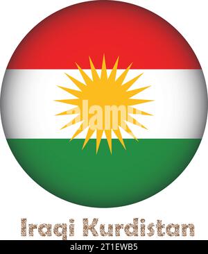 Iraqi Kurdistan Flag Round Shape Stock Vector