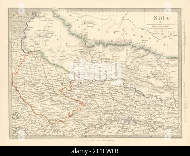 NEPAL AND NORTHERN INDIA. Oude (Awadh) to Allahabad. Gorkha. SDUK 1844 ...