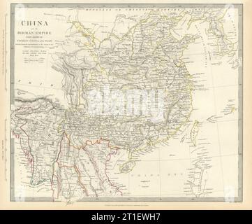 CHINA & BIRMAN EMPIRE. Burma Cochinchina Siam (Thailand) Korea. SDUK 1844 map Stock Photo