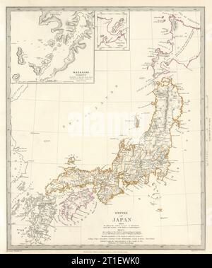 Japan Inset Map EMPIRE OF JAPAN. Inset Nagasaki Harbour; Yeso. Niphon Nippon. SDUK 1844 ...