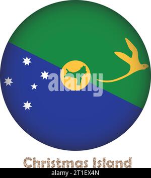 Christmas Island Flag Round Shape Stock Vector
