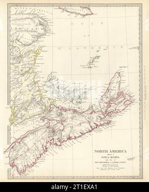 NOVA SCOTIA.& New Brunswick Quebec Prince Edward's Island.Canada.SDUK 1844 map Stock Photo