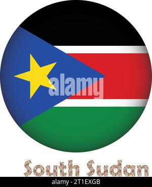 South Sudan Flag Round Shape Stock Vector