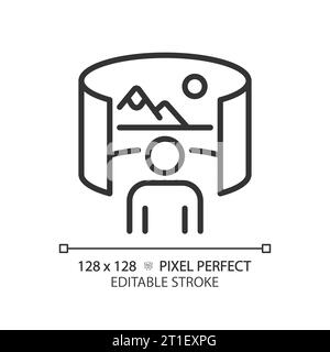 2D thin linear black virtual landscape image icon Stock Vector