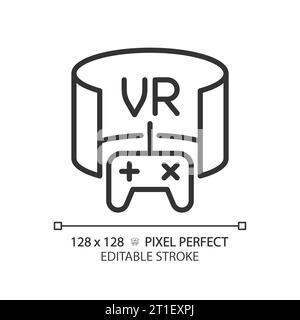 2D thin linear black virtual reality icon Stock Vector