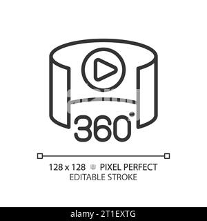 2D thin linear black 360 degree icon Stock Vector