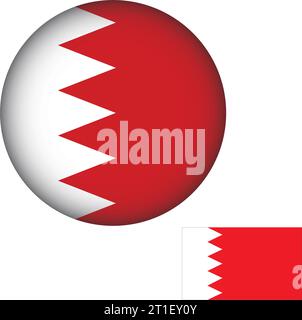 Bahrain Flag Round Shape Stock Vector